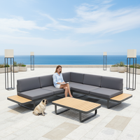 Meubles d'extérieur modernes et élégants, canapé en aluminium résistant aux UV, mousse à séchage rapide, ensemble de canapés de jardin 4 places, canapé de patio