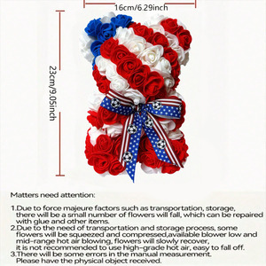 Ours en roses artificielles USA 2026 avec boîte cadeau, fleurs artificielles rouges, blanches et bleues, ours en peluche avec ruban de football étoiles et rayures - Product Image 5