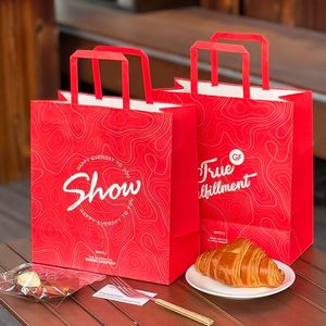 Sacs en papier kraft biodégradables, écologiques et recyclables sur mesure pour la vente en gros, avec poignées, pour l'emballage alimentaire - Product Image 3