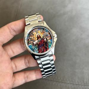 Reloj de Cuarzo Personalizado de Alta Gama, Esfera con Pintura de Jesús, Cristal de Zafiro, Reloj de Buceo Automático Resistente al Agua - Product Image 6