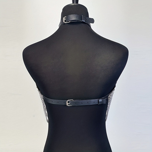 A Punk Fashion Faux Leather Sexy Strappy Design Suit with <strong>Strapless</strong> Upper <strong>Body</strong> and a Hundred Ties for Women - Product Image 6