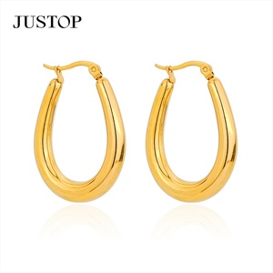 Trending <b>Hook</b> Hoop <b>Earrings</b> 18K Gold Plated Stainless Steel Hypoallergenic Waterproof Trendy Fashion Jewelry Supplier - Product Image 5