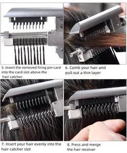 ערכת מיקרולינק קרטין דור נייד מכונת התקנת שיער 6d של כלים להארכת שיער