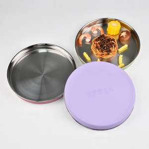Platos de cena y aperitivos antideslizantes de acero inoxidable de 9 pulgadas con funda de silicona Aptos para lavavajillas Comedor para niños Diseño no dividido - Product Image 3