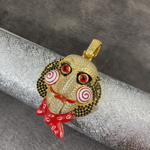 69 colgante de <span class=keywords><strong>payaso</strong></span> de sierra de gran tamaño, collar con colgante de muñeca aterradora de motosierra, joyería de Hop Hip, collar para hombre - Product Image 2