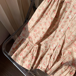 Vestido de flores fragmentadas para niñas Vibe francés de verano, vestido de princesa sin mangas de campo Retro de estilo palaciego para niñas con ribete de encaje - Product Image 4