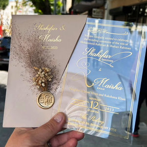 <span class=keywords><strong>Invitation</strong></span> élégante de Quinceaera en acrylique givré clair avec enveloppe assortie et autocollant de sceau de cire - Product Image 1