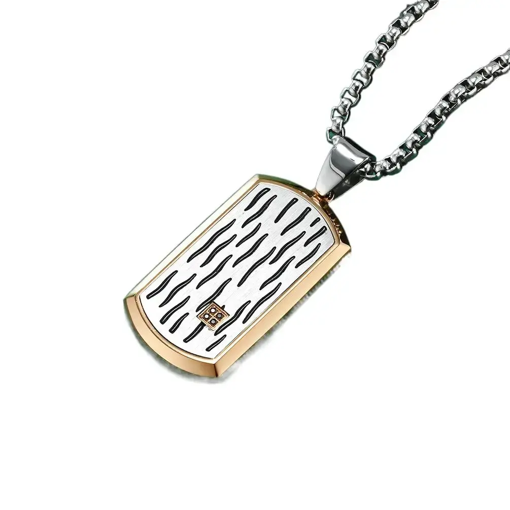 Or Pendentif acier + 3.0*60cm Chaîne
