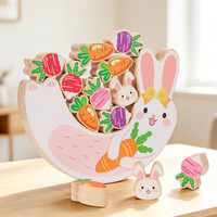 Jouet d'empilage en bois Montessori Lapin Carotte, jeu d'équilibre pour tout-petits, blocs de construction éducatifs, vente en gros