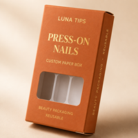 Boîte en carton recyclé écologique pour faux ongles, boîte rigide estampillée or, biodégradable, avec doublure en éponge haut de gamme