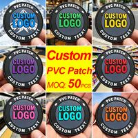 Patchs ronds en silicone PVC 3D personnalisés avec logo en relief, auto-adhésifs, pour vêtements, badges en caoutchouc