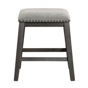 DB Casual muebles de comedor altura del mostrador taburete Conjunto 2 alambre-acabado Gris cepillado gris Chenille tapicería asiento Nailhead Trim - Product Image 2
