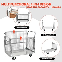 Chariot à plate-forme de chariots de poussée pliables avec cages 4 en 1 chariot utilitaire pliable chariot à bagages de camion à main pour le basket-ball mobile