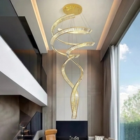 Lustre LED moderne en acier inoxydable pour hôtel, villa, restaurant, décoration intérieure de luxe, grand luminaire suspendu pour longues escaliers