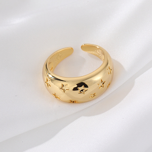 แหวนเพชรแฟชั่น สแตนเลสสตีล แหวนเส้นเล็กสำหรับผู้หญิง ชุบทอง 18K - Product Image 1