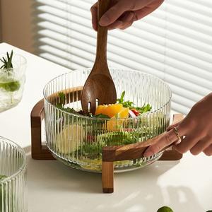 Bol à salade en verre transparent de grande taille pour la cuisine et les restaurants, 1800 ml/2800 ml/3800 ml/4800 ml, bol rond pour dessert, bols à mélanger pour fruits - Product Image 6