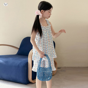 Conjunto de Ropa de Verano Floral para Adolescentes, Pijama de Algodón sin Mangas para Niñas, Conjunto de Dos Piezas - Product Image 4