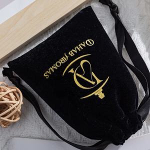 Sacs-cadeaux en velours noir avec logo personnalisé, <span class=keywords><strong>pochette</strong></span> à bijoux plus épaisse et douce pour cosmétiques, parfum, perruques, sac à poussière pour fête, <span class=keywords><strong>mariage</strong></span>, moins cher - Product Image 4