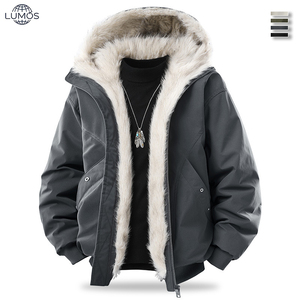 Chaqueta OEM para hombre con forro de piel sintética, para invierno, exterior, gruesa, con cremallera, transpirable, talla grande, forro polar Sherpa - Product Image 3