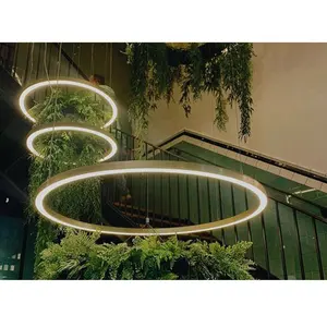 Modern Led Rings Pendant Lamp Circle Ceiling Hanging Chandelier for Cottage Living Dining Room Staircase Home Light