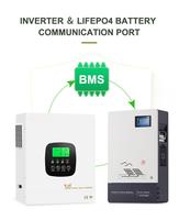 Onduleur-hybride hors réseau 3 kVA 24 V à onde sinusoïdale pure avec contrôleur MPPT, compatible panneaux solaires monocristallins et batteries lithium-ion