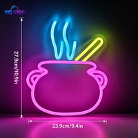 Enseigne néon LED en forme de chaudron de sorcière d'Halloween, alimentée par USB, en acrylique, pour fêtes, bars à domicile, publicité, hôtels, décoration murale