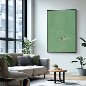 Arte Abstracto para Pared, Pintura Texturizada, Arte Contemporáneo de Nadadores en Aguas Verdes Claras, para Hogar y Galería - Product Image 3