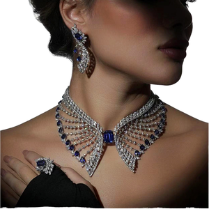 T028D lüks hint düğün takı setleri kadınlar yeni Trendy 4 adet Waterdrop gelin setleri zirkon taşlar pirinç Inspired <span class=keywords><strong>Dubai</strong></span> - Product Image 1