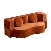 Sofá Cama Modular Moderno de Esquina de Tres Plazas con Tapizado de Tela y Relleno de Esponja para Sala de Estar