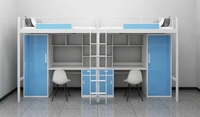 Lit superposé double moderne pour étudiants, directement de l'usine, en acier durable, avec bureau, armoire et étagère intégrés, pour 2 personnes