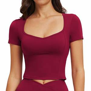 Camiseta Deportiva de Yoga para Mujer Disko Sport, Manga Corta, Cuello Cuadrado, Top Corto con Relleno Extraíble, Ropa Deportiva Transpirable - Product Image 4