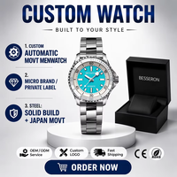 Montre automatique pour homme avec logo personnalisé OEM, bracelet en acier inoxydable, lunette de plongée, aiguilles lumineuses, mouvement Orient, montre automatique