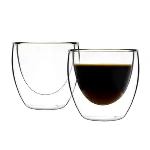 Tasse à lait en verre à double paroi avec logo personnalisé, tasses à café transparentes pour cadeaux