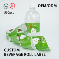 Étiquettes personnalisées imprimées résistantes au froid pour bouteilles de jus en vinyle, rouleaux d'étiquettes imperméables pour emballages de boissons, étiquettes de produits à marque privée