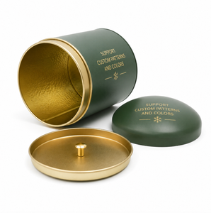 Lata de metal redonda con tapa de cúpula y borde dorado, lata de calidad alimentaria para almacenamiento de té y productos secos, color, patrón y logotipo personalizables. - Product Image 3