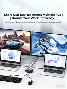 محول USB3.2Gen2 <span class=keywords><strong>KVM</strong></span> بسرعة 10 جيجابت في الثانية من OEM <span class=keywords><strong>4x4</strong></span>، يتيح مشاركة لوحة المفاتيح والماوس والطابعة بين 4 أجهزة، محول USB 4 مداخل و4 مخارج مع وظيفة التحكم عن بعد بالأشعة تحت الحمراء. - Product Image 3