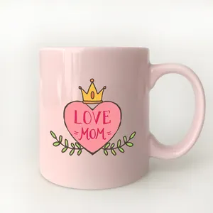 Tazza rosa in ceramica da 20 once per personalizzare il set per la festa della mamma