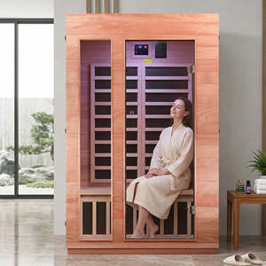 Sauna de Infrarrojos Lejanos para 2 Personas, de Madera de Hemlock Sólido, con Calefacción Envolvente, 5 Calentadores, Bluetooth, para Gimnasio en Casa y Relajación - Product Image 1