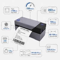 Imprimante d'étiquettes thermiques sans encre 203 dpi avec une large compatibilité, imprimante d'étiquettes d'expédition 4x6 pour les petites entreprises et la vente au détail