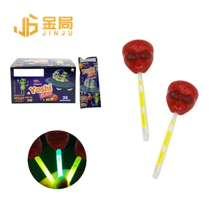 New Product Halloween Fluorescent Hard Confectionery Glow Stick Lollipop Candy