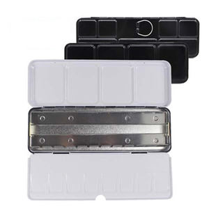 Empty Foldable Watercolor <b>Tray</b> <b>Tin</b> Palette Paint Case - Large Watercolor Palette Metal Box <b>Tin</b> with 48 Half Pans - Product Image 2