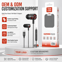 Écouteurs intra-auriculaires filaires WISDOMUP EJ-61 Type-C avec microphone, chipset JL, étanchéité IPX-5, câble de 1,2 m, pilote dynamique AAC, pour le gaming