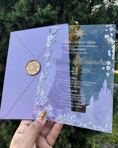 Tarjetas De Invitación Personalizadas De Lujo En Acrílico Para Fiesta De XV Años Quinceañeras Con Temática De <span class=keywords><strong>Enredados</strong></span> Rapunzel - Product Image 1