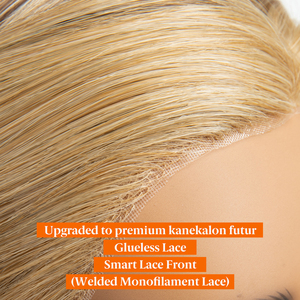 Bán Buôn Cao Cấp Futura Chịu Nhiệt Sợi Tự Nhiên Lượn Sóng Tóc Vàng Mono Ren Phía Trước Tổng Hợp Tóc Giả Dây Cước Ren Tóc Giả - Product Image 2