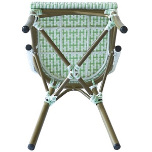 Moderno giardino esterno francese vimini alluminio bar sala da pranzo mobili verde chiaro bar Rattan sedia da bistrot - Product Image 5