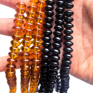 Perles Hx 8mm en verre cristal transparent, ambre, noir, couleur originale, rondelles intercalaires, en vrac, pour la fabrication de bijoux DIY et la décoration, troisième lot - Product Image 1