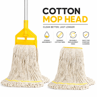 Têtes de balai serpillère en coton jaune personnalisées en gros, recharges durables pour balai serpillère humide avec long manche