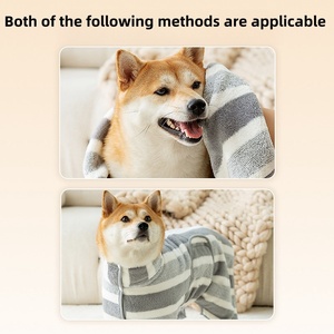 Peignoir surdimensionné pour animaux de compagnie, serviette pour chien à <span class=keywords><strong>s</strong></span>échage rapide, manteau absorbant en polaire douce pour chiens et chats de taille moyenne et grande, pour le toilettage et le nettoyage aprè<span class=keywords><strong>s</strong></span> le bain - Product Image 3