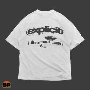 Maglietta grafica explicit unisex in cotone a maniche corte con scollo rotondo, design artistico streetwear Y2K - Product Image 1