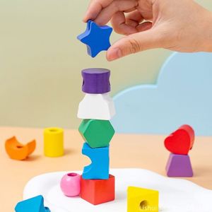 Russian Blocks <b>Puzzle</b> <b>Games</b> Brain Teasers Montessori Toys Matching Colorful Wooden Beads on 5 Columns Block Set for Kids Playing - Product Image 3